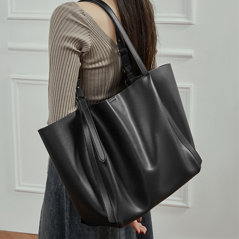 Leather Work Bag Women - HIFASHION Large Genuine Leather Tote Bag